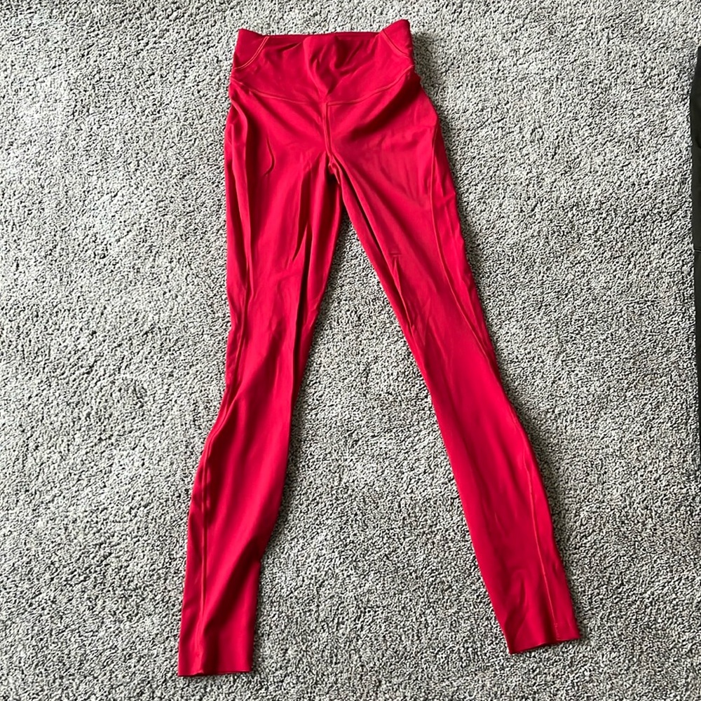 Red Lululemon leggings full length size 4